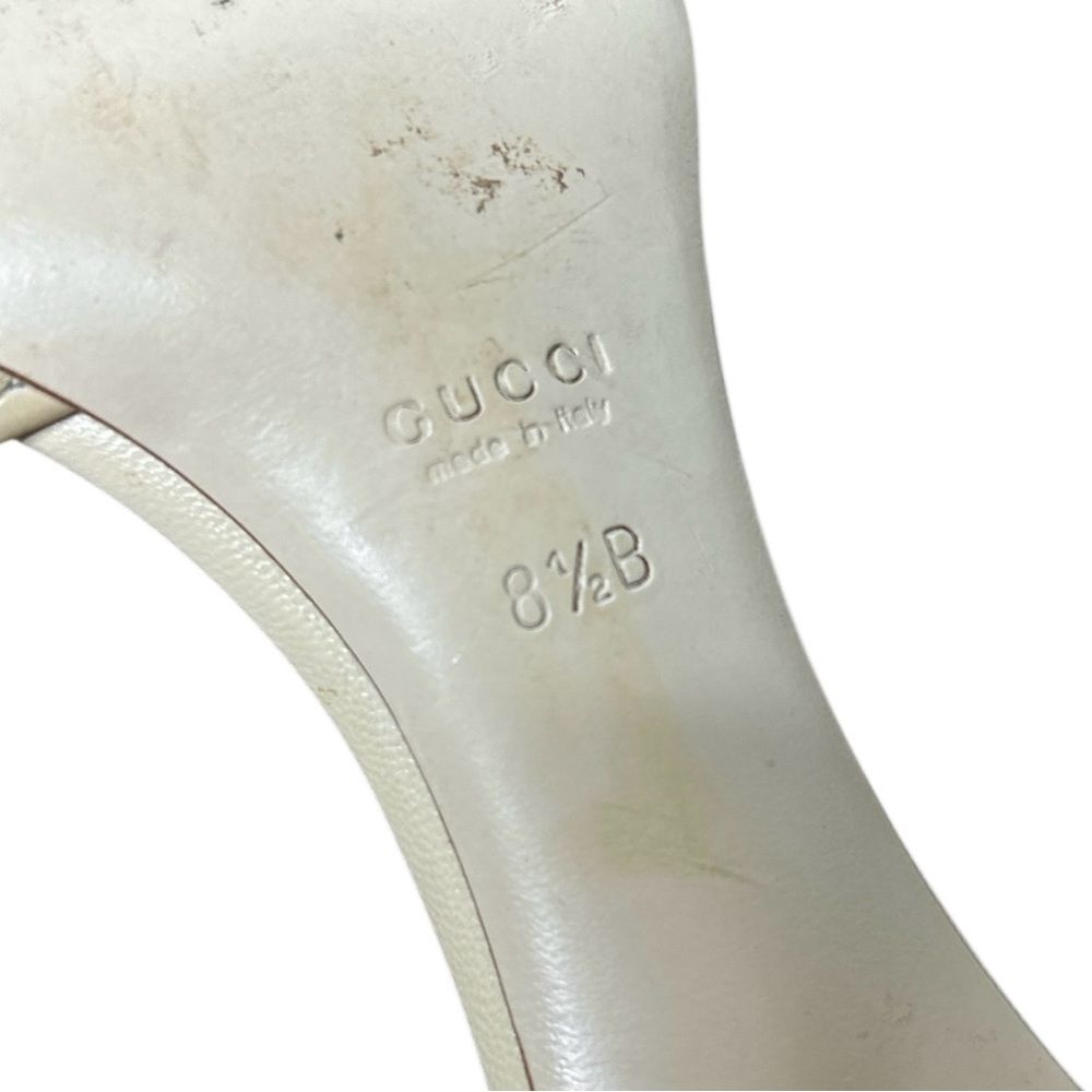 Gucci GG Monogram Slide Sandal Heels Beige Canvas Cream Size 8.5 Box Mules - Picture 6 of 9